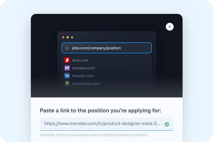 AI CV scanner feature that analyses your CV against a job description for better matching