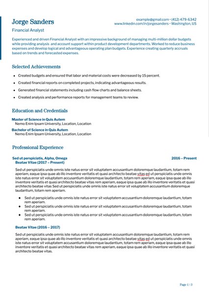 Academic resume template